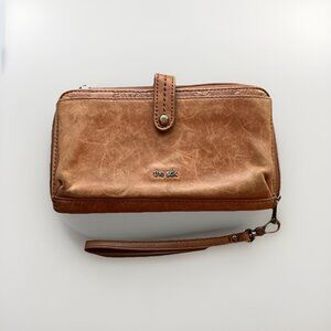 THE SAK Iris Tobacco Brown Flower Embossed Smartphone Wristlet Wallet